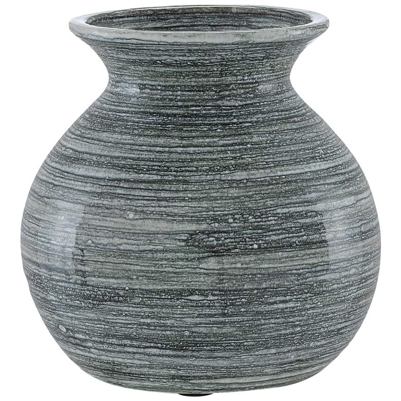 Image 1 Marci 9 3/4 inchH White and Sage Green Ceramic Decorative Vase
