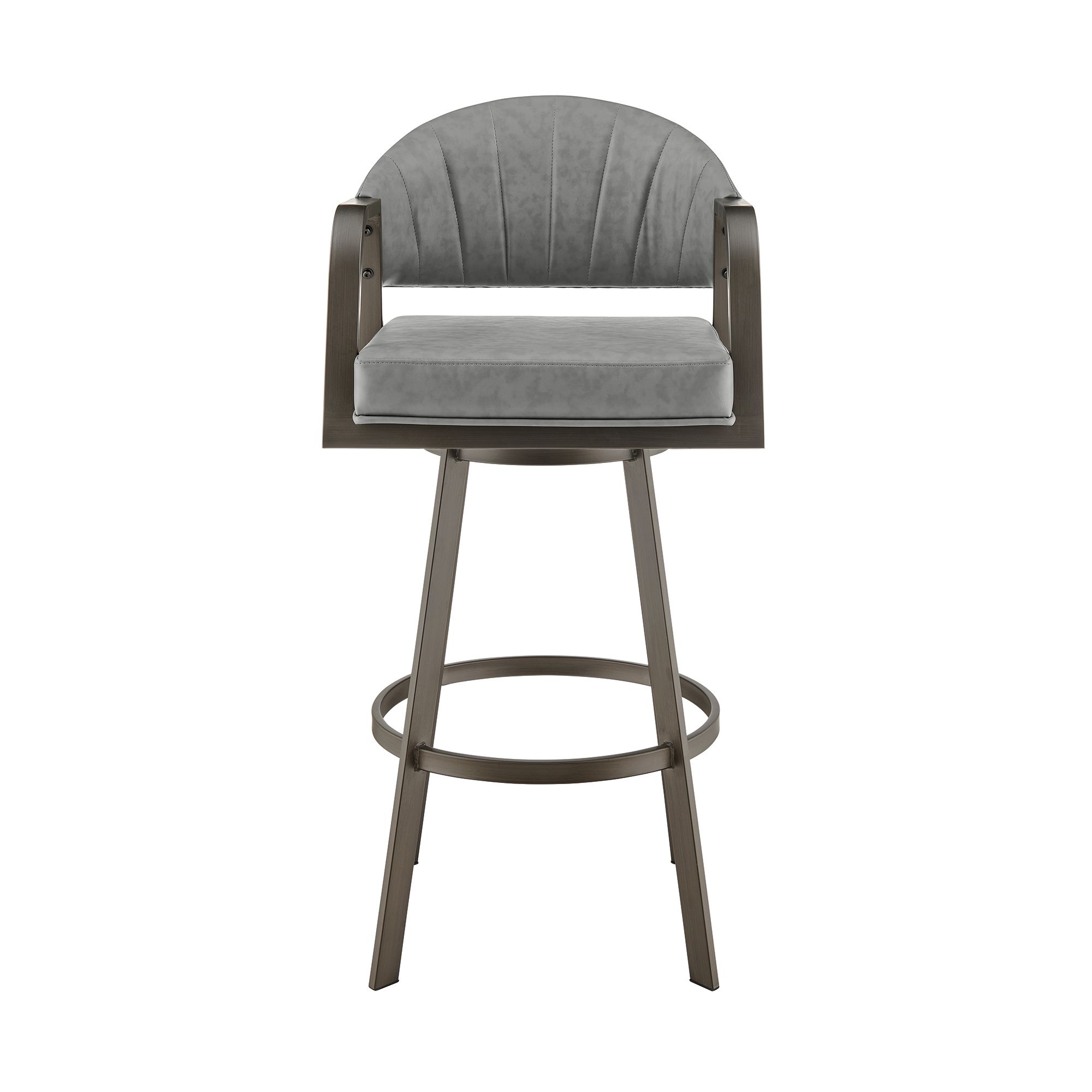 Image 3 Marcie 26 in. Swivel Counter Stool in Metal and Vintage Gray Faux Leather more views