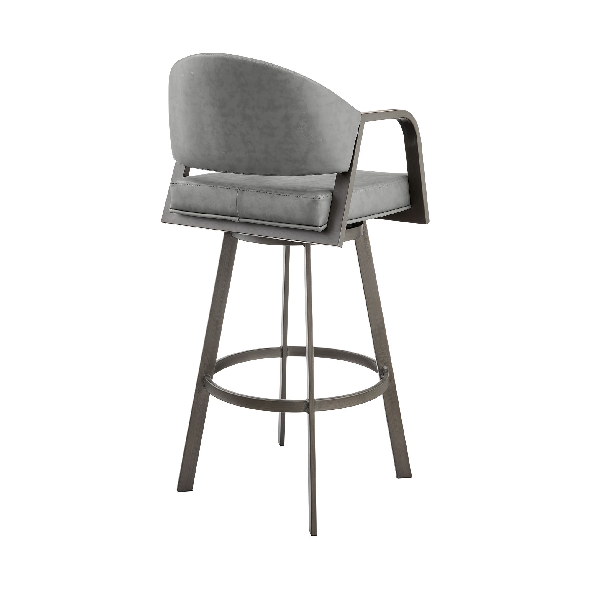 Image 4 Marcie 26 in. Swivel Counter Stool in Metal and Vintage Gray Faux Leather more views