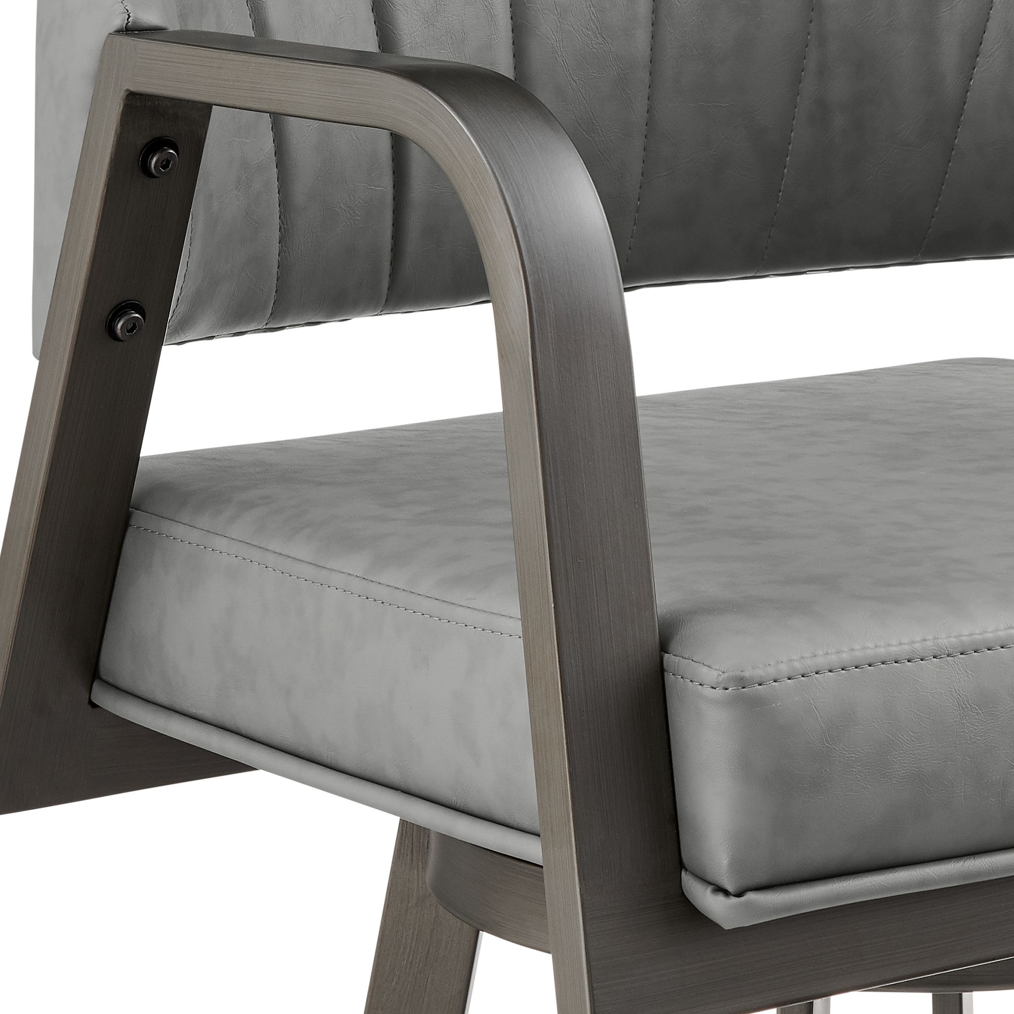 Image 7 Marcie 26 in. Swivel Counter Stool in Metal and Vintage Gray Faux Leather more views