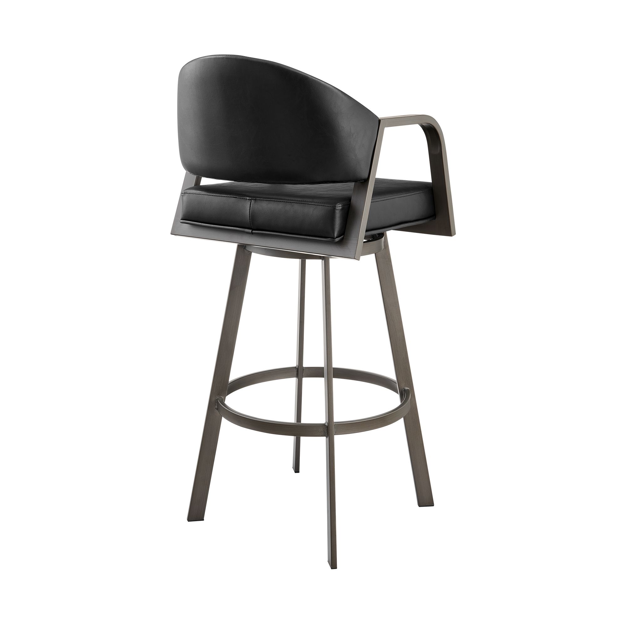 Image 4 Marcie 30 in. Swivel Bar Stool in Metal and Vintage Black Faux Leather more views