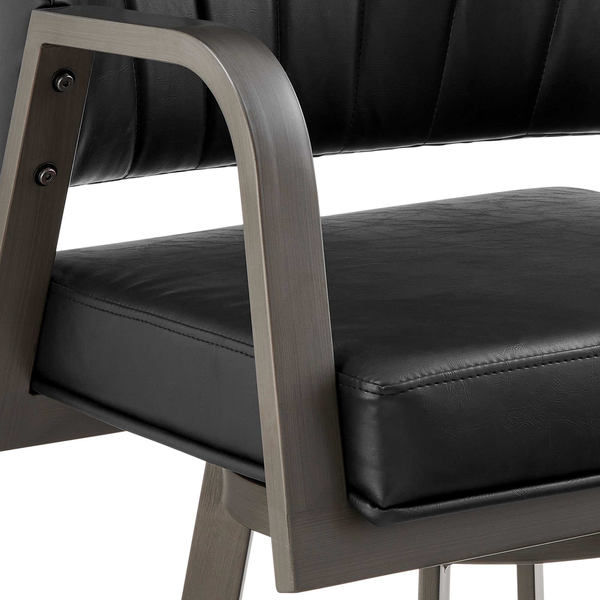 Image 7 Marcie 30 in. Swivel Bar Stool in Metal and Vintage Black Faux Leather more views