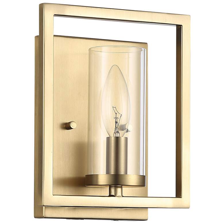 Image 1 Marco 1-Light Wall Sconce in Brushed Champagne Bronze with Clear Glass