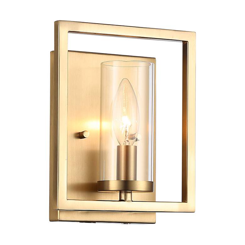 Image 2 Marco 1-Light Wall Sconce in Brushed Champagne Bronze with Clear Glass more views