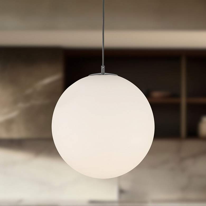 Image 1 Marco 15 3/4" Wide Black and Opal Glass Pendant Light