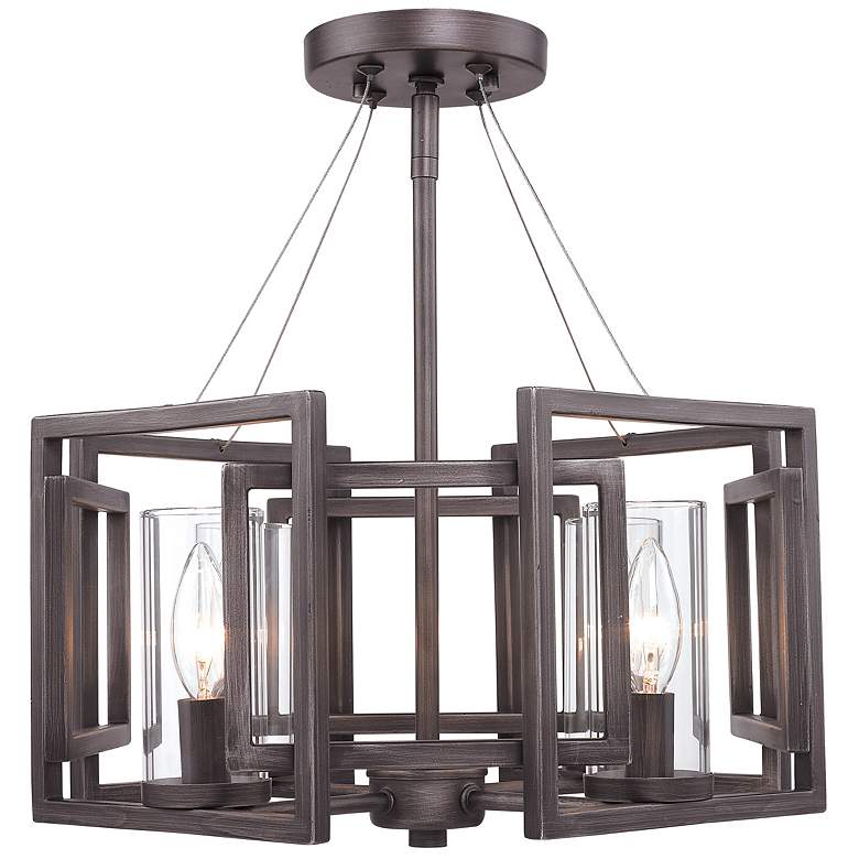 Image 1 Marco 16 inch Wide 4-Light Semi-Flush in Gunmetal Bronze with Clear Glass