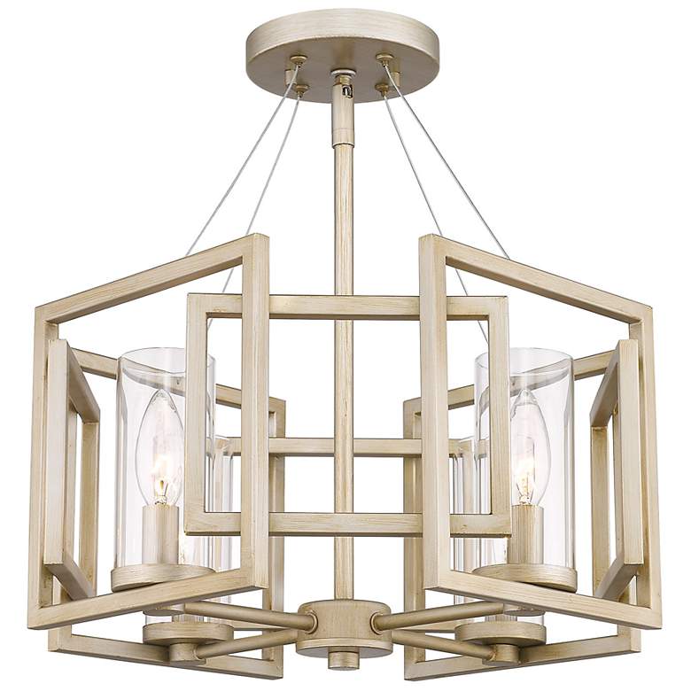 Image 1 Marco 16" Wide 4-Light Semi-Flush in White Gold with Clear Glass