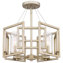 Marco 16" Wide 4-Light Semi-Flush in White Gold with Clear Glass