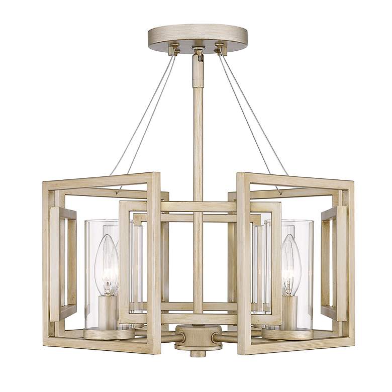 Image 2 Marco 16" Wide 4-Light Semi-Flush in White Gold with Clear Glass more views