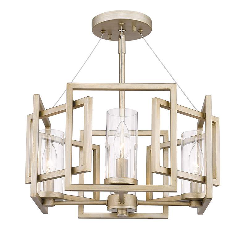 Image 3 Marco 16" Wide 4-Light Semi-Flush in White Gold with Clear Glass more views