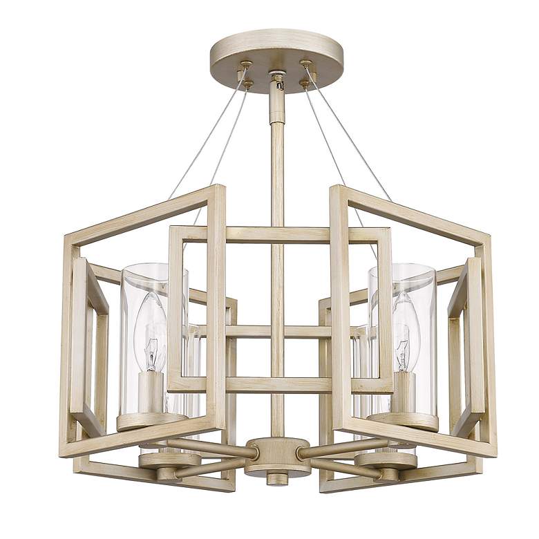 Image 4 Marco 16" Wide 4-Light Semi-Flush in White Gold with Clear Glass more views