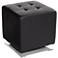 Marco 16" Wide Chrome and Onyx Black Modern Swivel Ottoman Cube