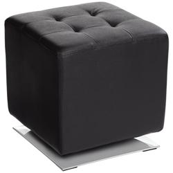 Marco 16&quot; Wide Chrome and Onyx Black Modern Swivel Ottoman Cube
