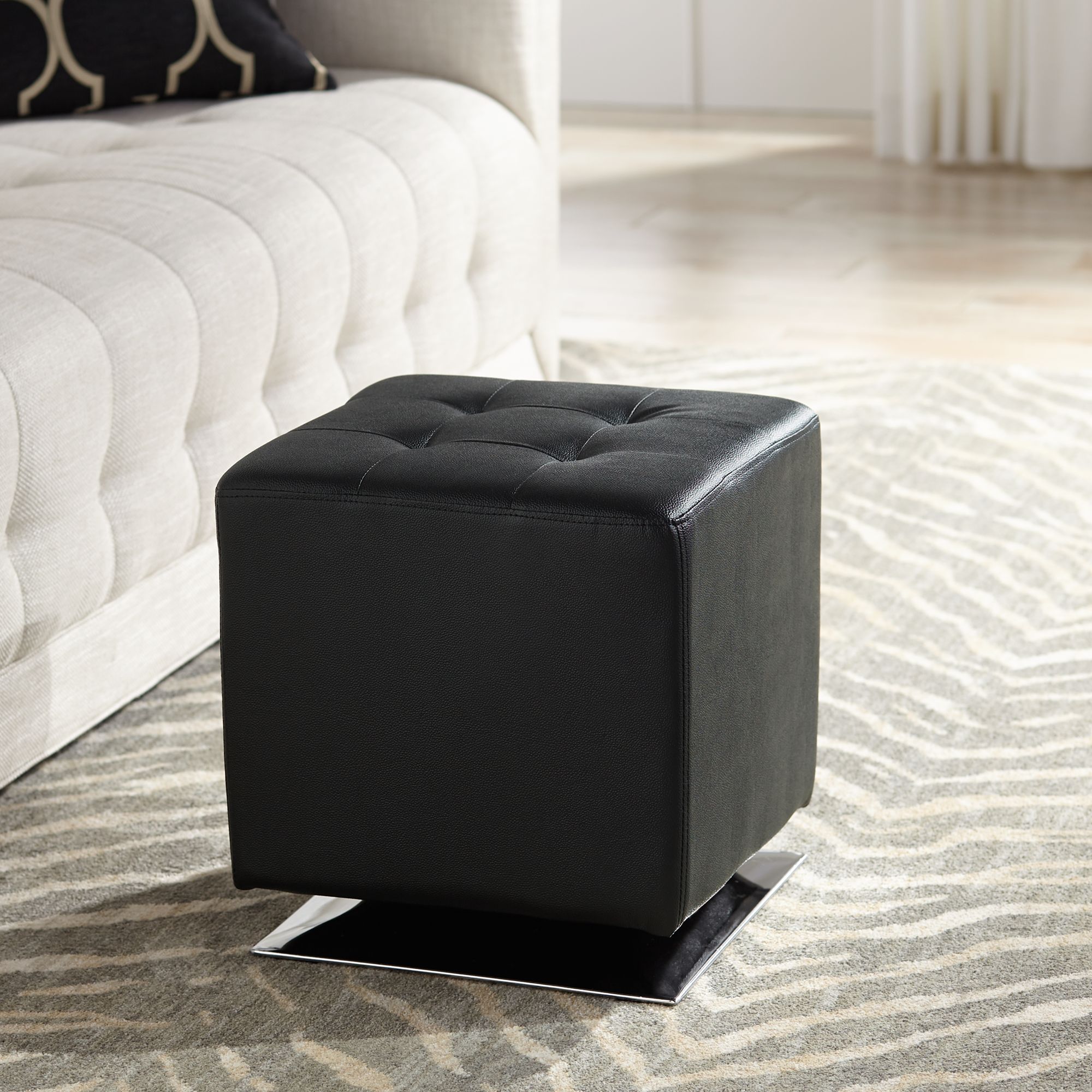 Modern black deals leather ottoman