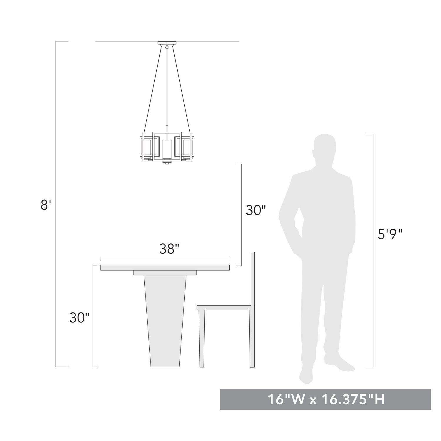 Marco 16" Wide Matte Black Geometric 4-Light Pendant