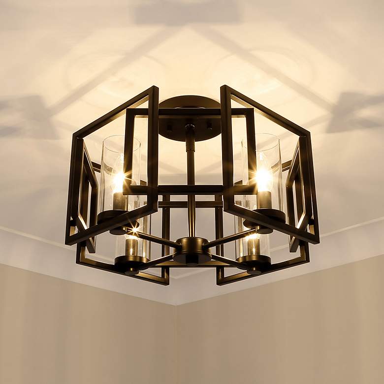 Image 1 Marco 16" Wide Matte Black Metal 4-Light Ceiling Light