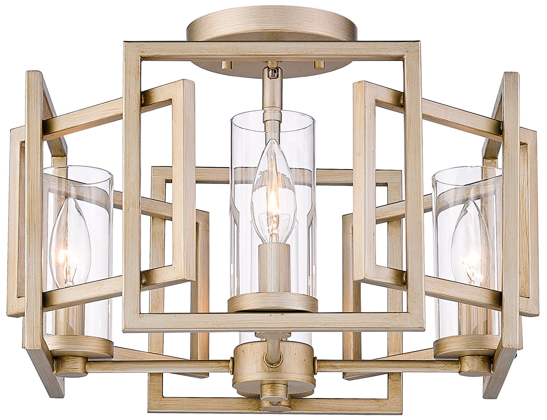 Marco 16" Wide White Gold Geometric 4-Light Ceiling Light