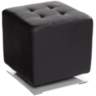 Marco 16" Wide Chrome and Onyx Black Modern Swivel Ottoman Cube