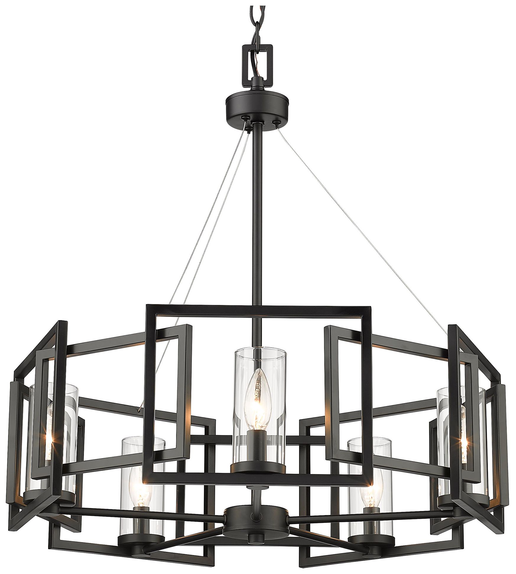 Marco 24 1/2" Wide Matte Black 5-Light Chandelier With Clear Glass