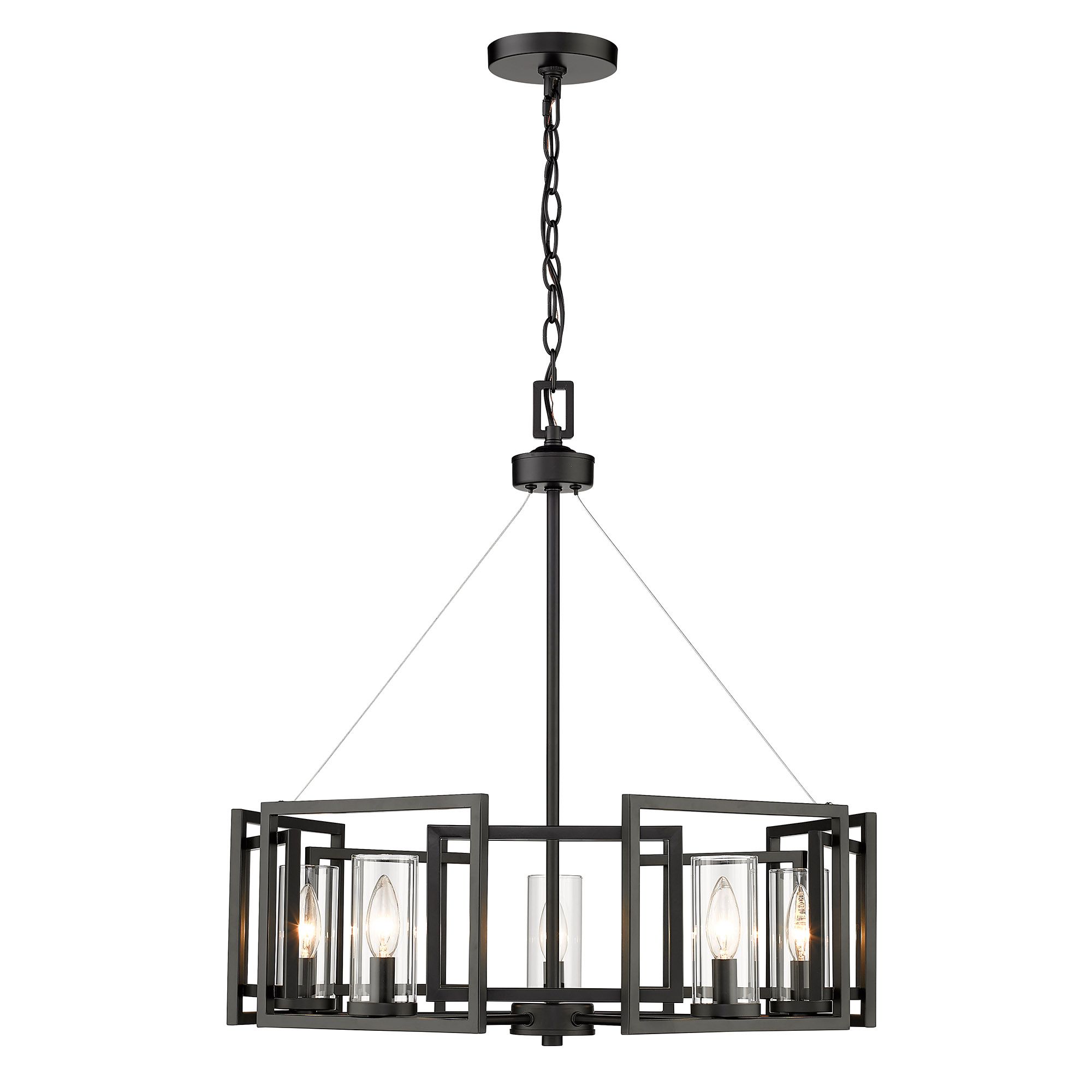 Image 3 Marco 24 1/2" Wide Matte Black 5-Light Chandelier With Clear Glass more views