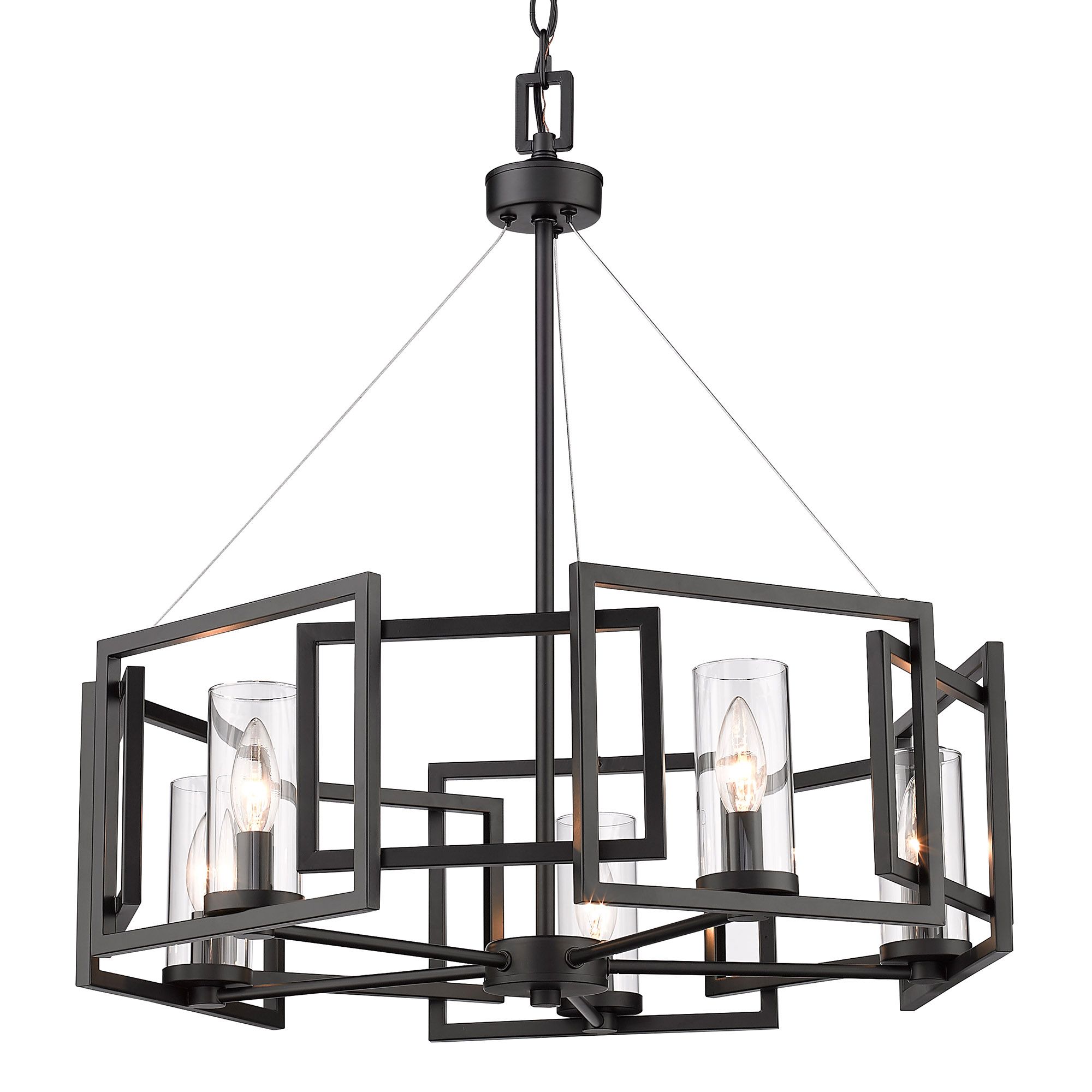 Image 4 Marco 24 1/2" Wide Matte Black 5-Light Chandelier With Clear Glass more views