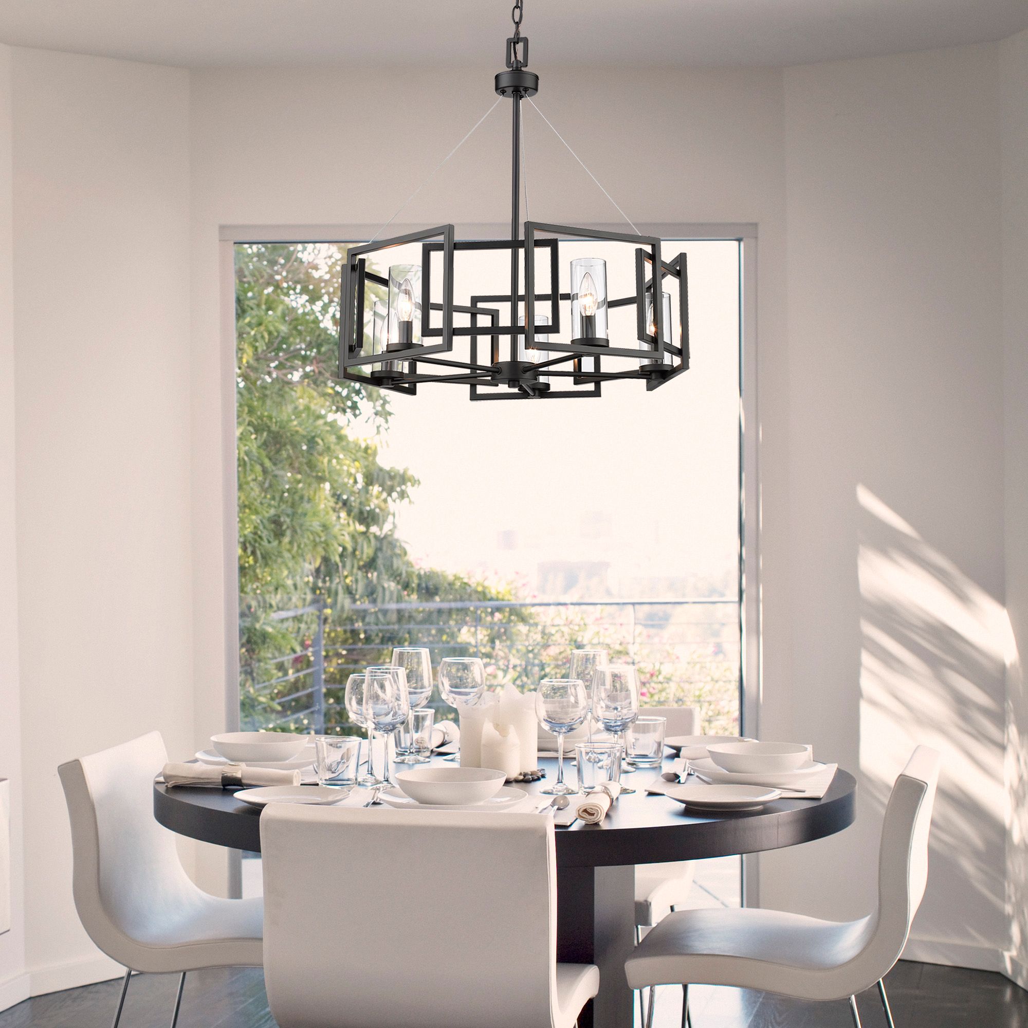 Image 5 Marco 24 1/2" Wide Matte Black 5-Light Chandelier With Clear Glass more views