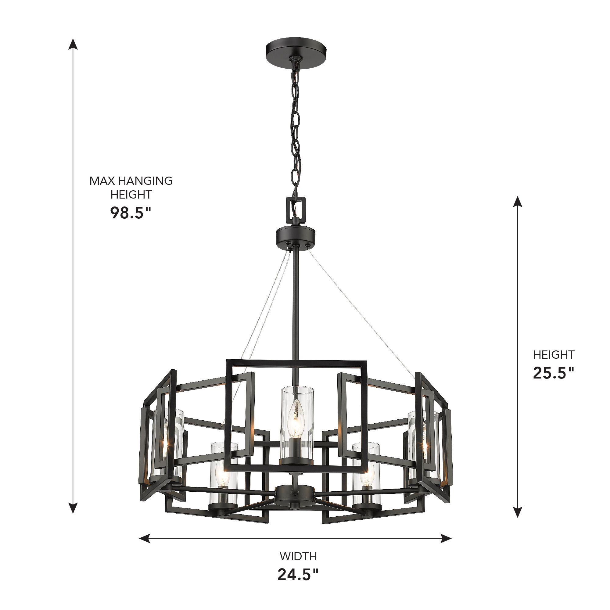 Image 7 Marco 24 1/2" Wide Matte Black 5-Light Chandelier With Clear Glass more views