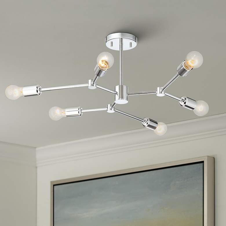 Image 1 Marco 25" Wide Chrome 6-Light Sputnik Ceiling Light