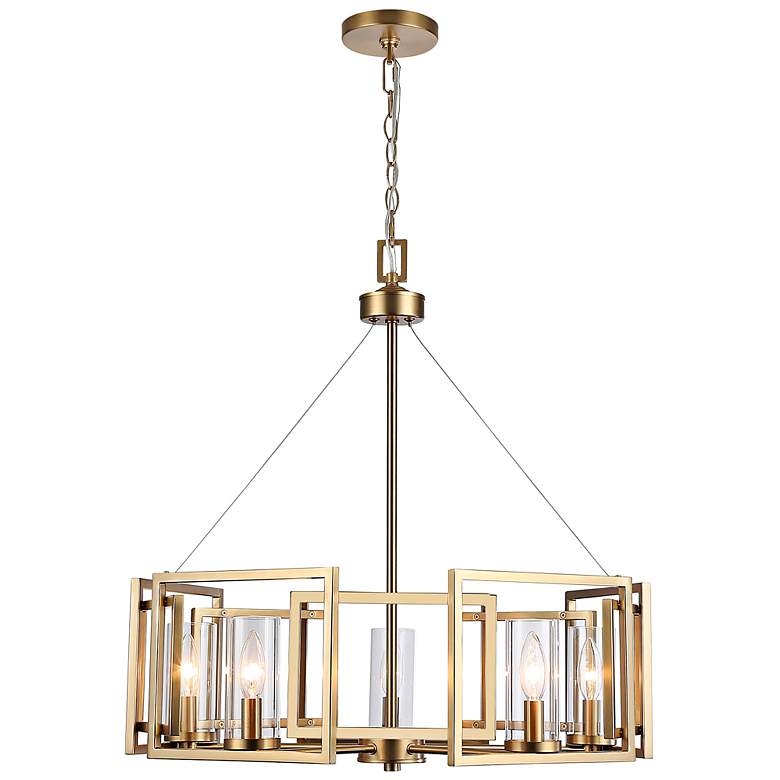Image 1 Marco 5-Light Chandelier in Brushed Champagne Bronze with Clear Glass