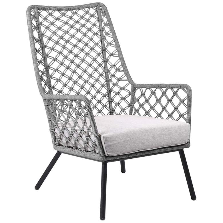 Image 1 Marco Indoor Outdoor Lounge Chair in Steel with Grey Rope and Grey Cushion