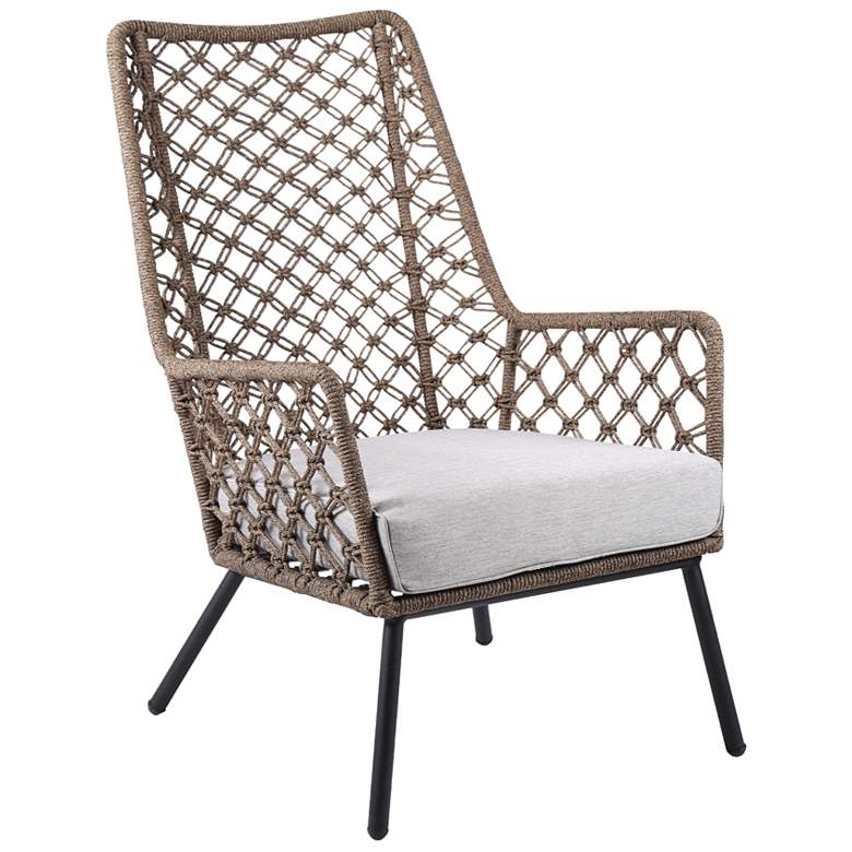Image 1 Marco Indoor Outdoor Lounge Chair in Steel with Truffle Rope and Cushion