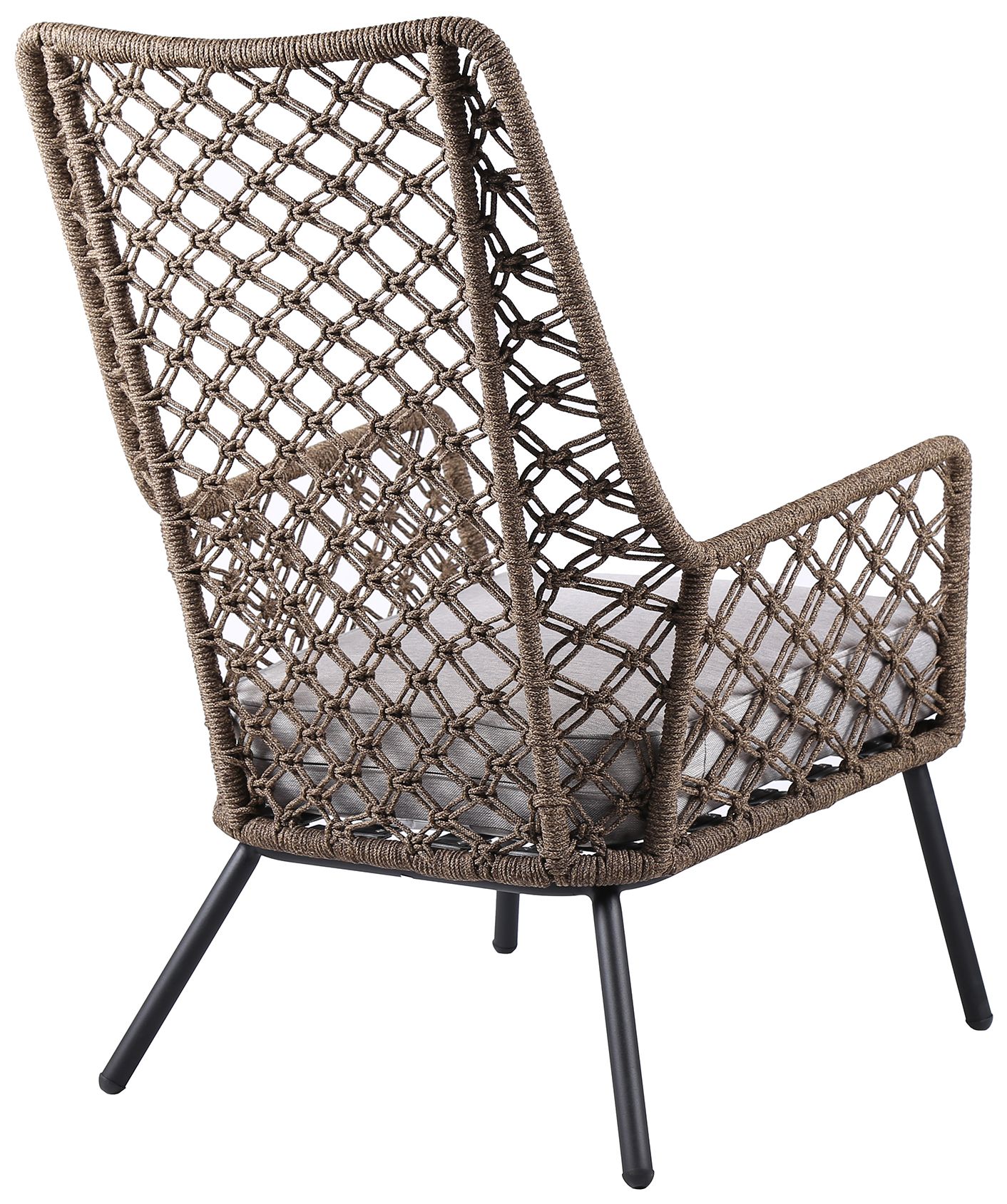 Image 3 Marco Indoor Outdoor Lounge Chair in Steel with Truffle Rope and Cushion more views