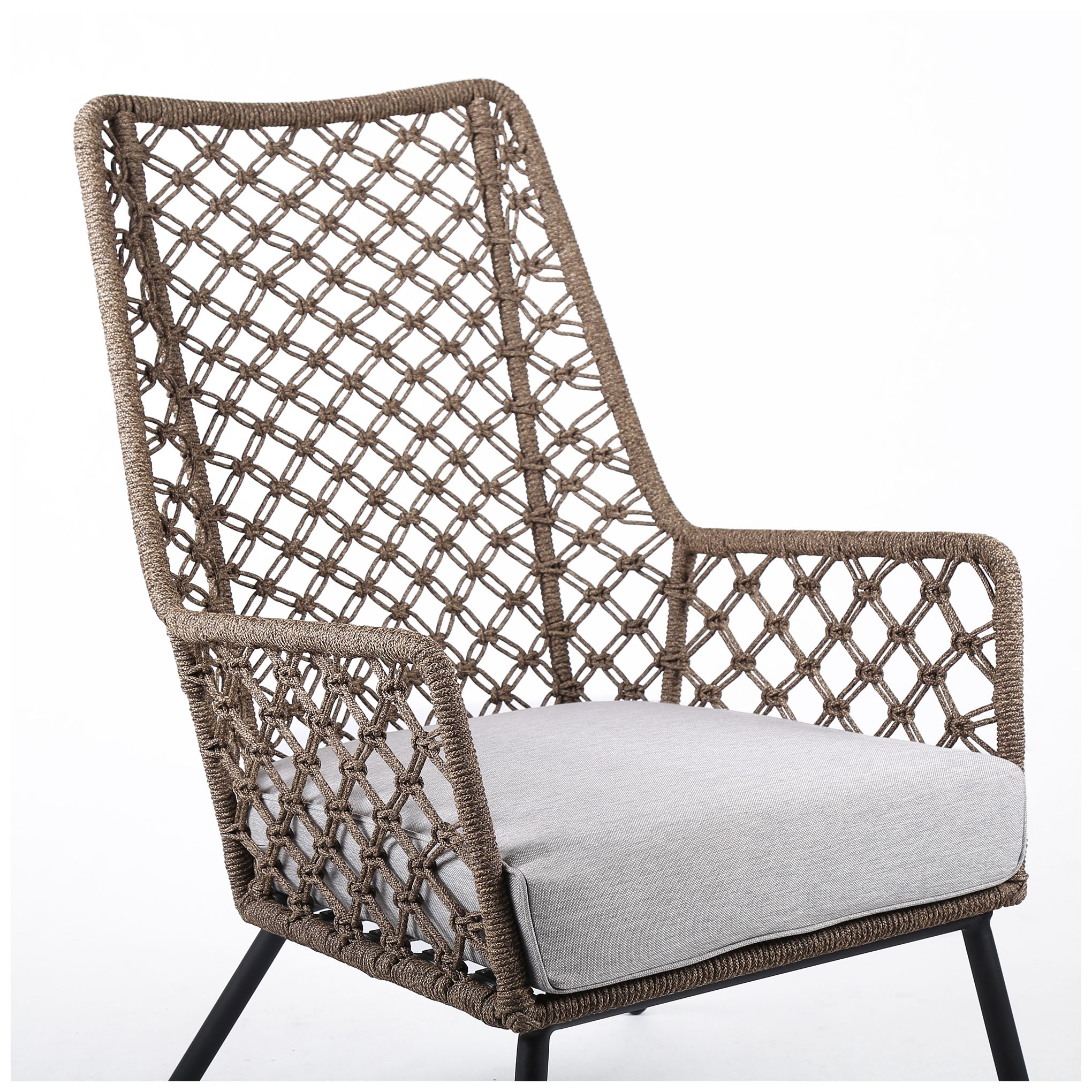 Image 4 Marco Indoor Outdoor Lounge Chair in Steel with Truffle Rope and Cushion more views