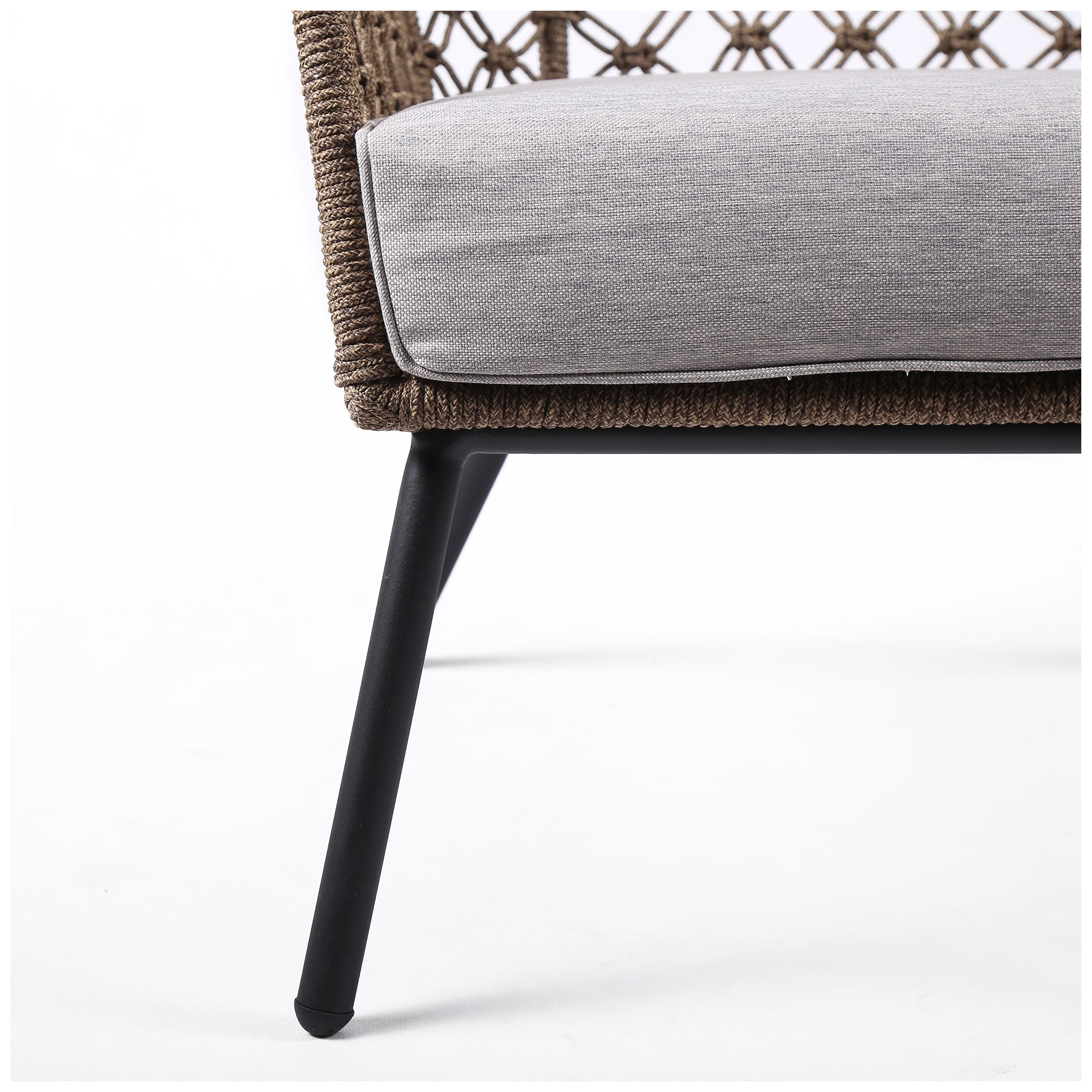 Image 6 Marco Indoor Outdoor Lounge Chair in Steel with Truffle Rope and Cushion more views