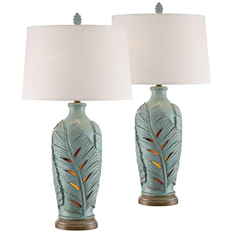 Image 1 Marco Island 34" Glacier Blue Night Light Table Lamps Set of 2