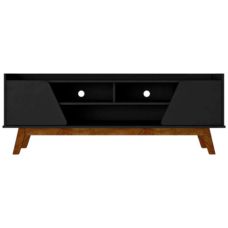 Image 2 Marcus 63" Wide Matte Black Wood 2-Door TV Stand