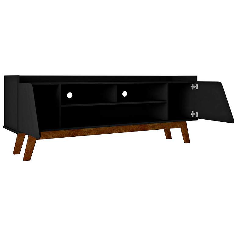 Image 4 Marcus 63" Wide Matte Black Wood 2-Door TV Stand more views