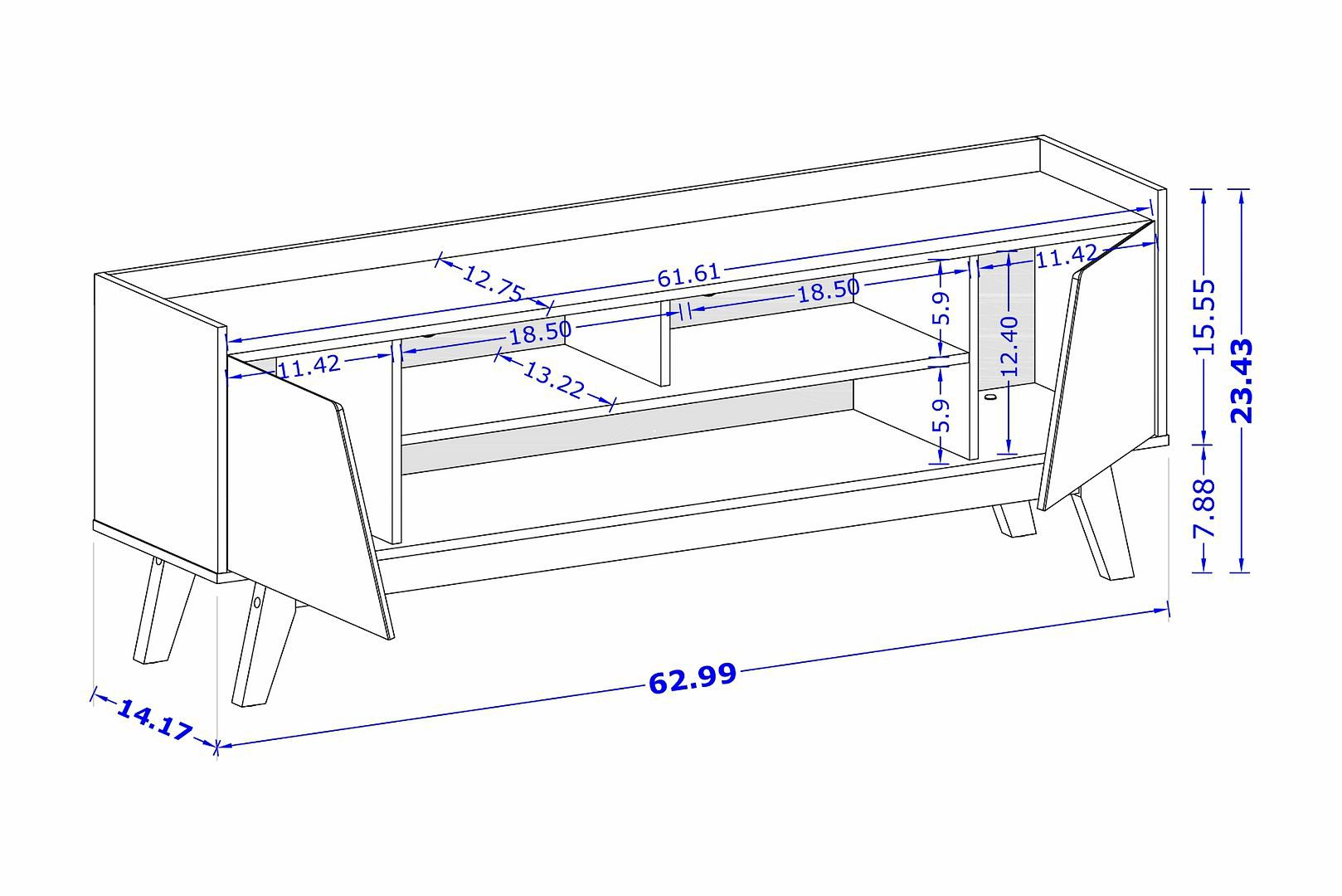 Marcus 63" Wide Matte Black Wood 2-Door TV Stand
