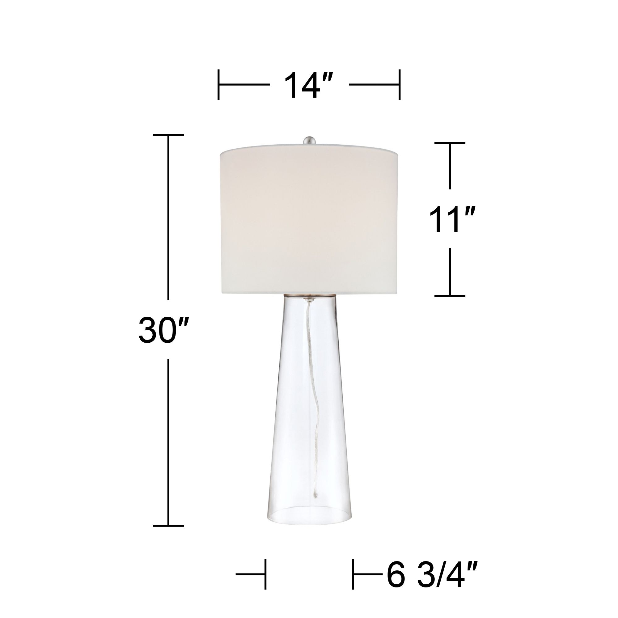 marcus clear glass tapered column table lamp