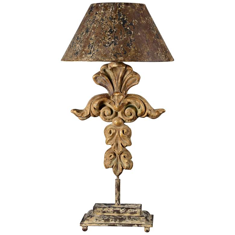Image 1 Marcy White-Wash Scroll Sculptural Rustic Metal Table Lamp