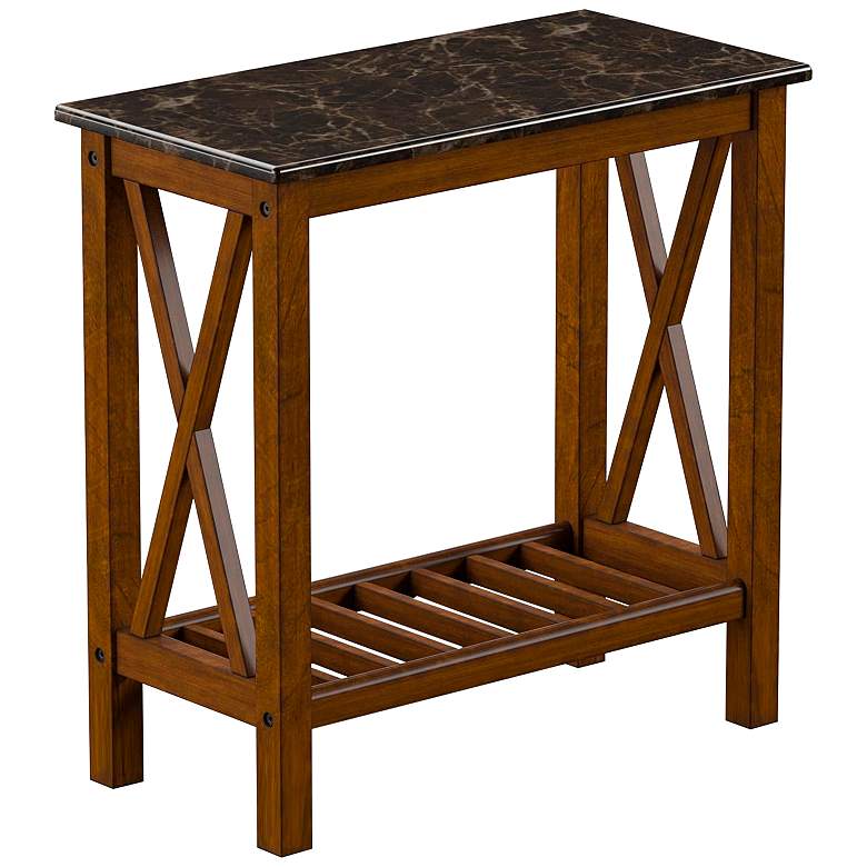Image 2 Mardenis 23 1/2 inch Wide Brown and Medium Oak Wood End Table