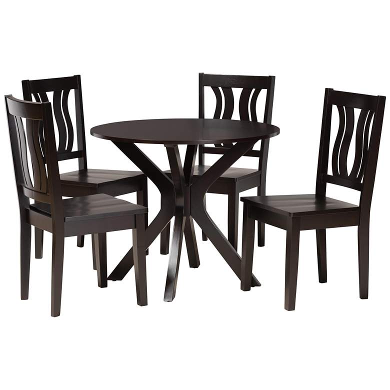 Image 1 Mare Dark Brown Wood 5-Piece Dining Table and Chair Set