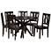 Mare Dark Brown Wood 7-Piece Dining Table and Chair Set