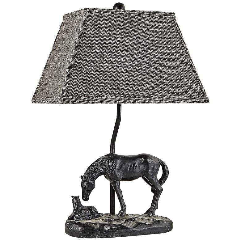 Image 1 Mare Looks On Herringbone Shade Horse Table Lamp