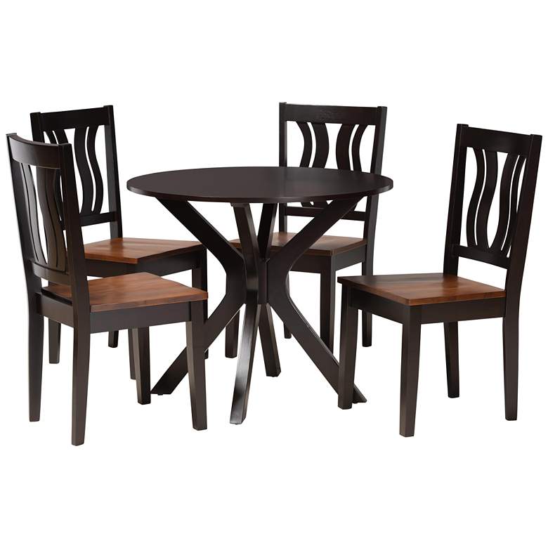 Image 1 Mare Two-Tone Brown Wood 5-Piece Dining Table and Chair Set