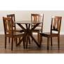 Mare Walnut Brown Wood 5-Piece Dining Table and Chair Set