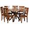Mare Walnut Brown Wood 7-Piece Dining Table and Chair Set
