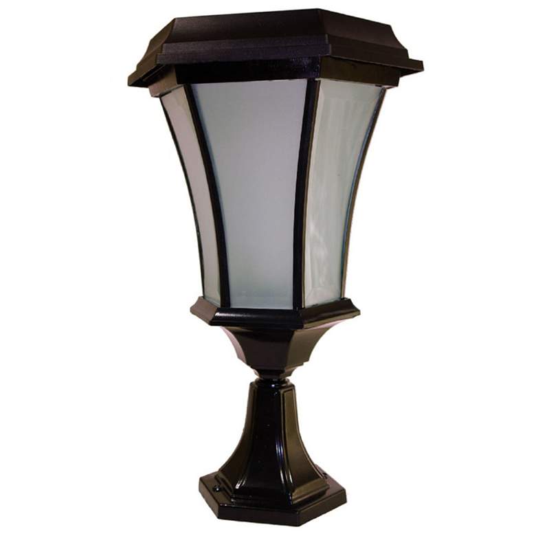 Image 1 Maren 15 inchH Black Flicker Flame Solar LED Outdoor Pier Light