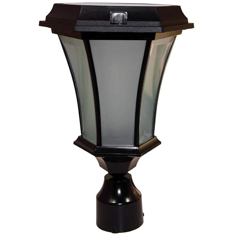 Image 1 Maren 15"H Black Flicker Flame Solar LED Outdoor Post Light