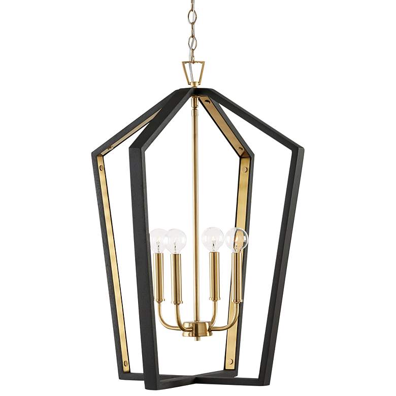 Image 1 Maren 20" Wide Black and Brass Pendant Modern Chandelier